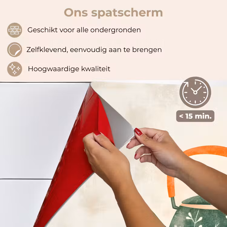 Theepot - Groen - Bloemen - Oranje keuken achterwand spatscherm klein -spatscherm_NL