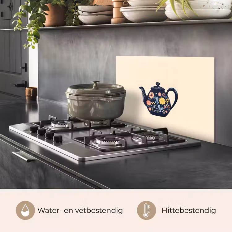 Theepot - Kleurrijk - Bloemen keuken achterwand spatscherm klein -usp_NL