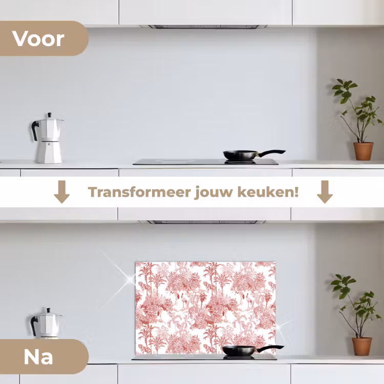 Tijger - Jungle - Natuur - Rood keuken achterwand spatscherm klein 900 -voor_na_NL
