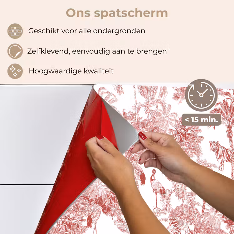 Tijger - Jungle - Natuur - Rood keuken achterwand spatscherm klein 900 -spatscherm_NL