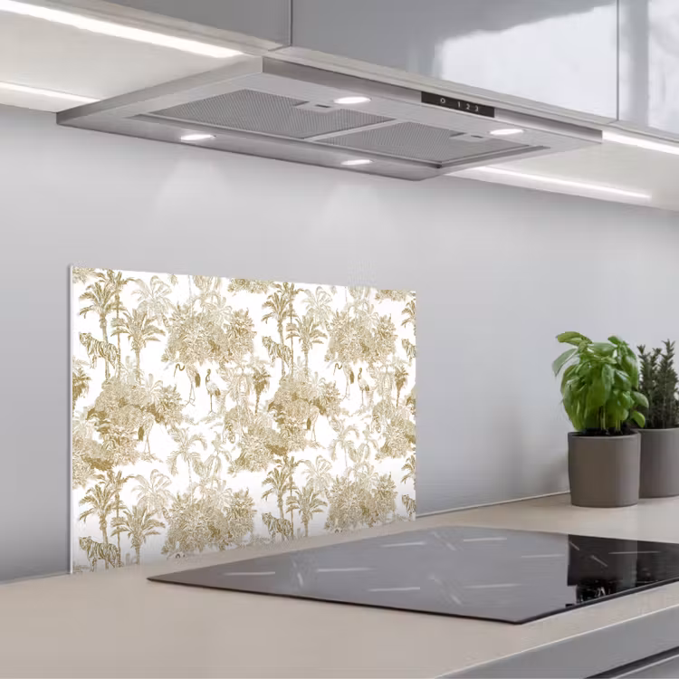 Tijger - Jungle - Vogel - Beige keuken achterwand spatscherm klein 900 -3d_schuin