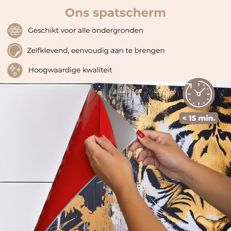 Tijger - Verfspatten - Goud keuken achterwand spatscherm klein -spatscherm_NL