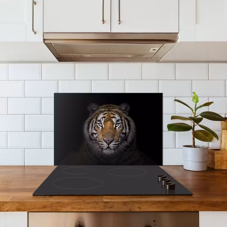 Tijger - Wilde dieren - Portret - Zwart - Dieren keuken achterwand spatscherm klein -sfeer2