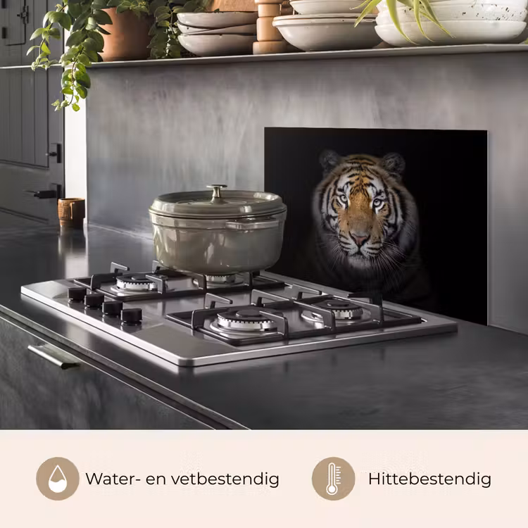 Tijger - Wilde dieren - Portret - Zwart - Dieren keuken achterwand spatscherm klein -usp_NL