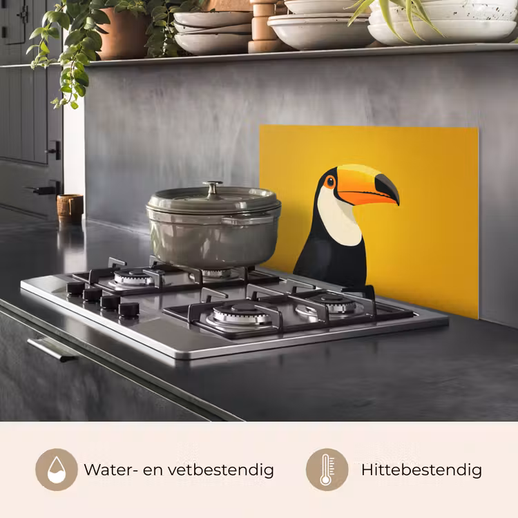 Toekan - Minimalistisch - Snavel - Oranje keuken achterwand spatscherm klein -usp_NL