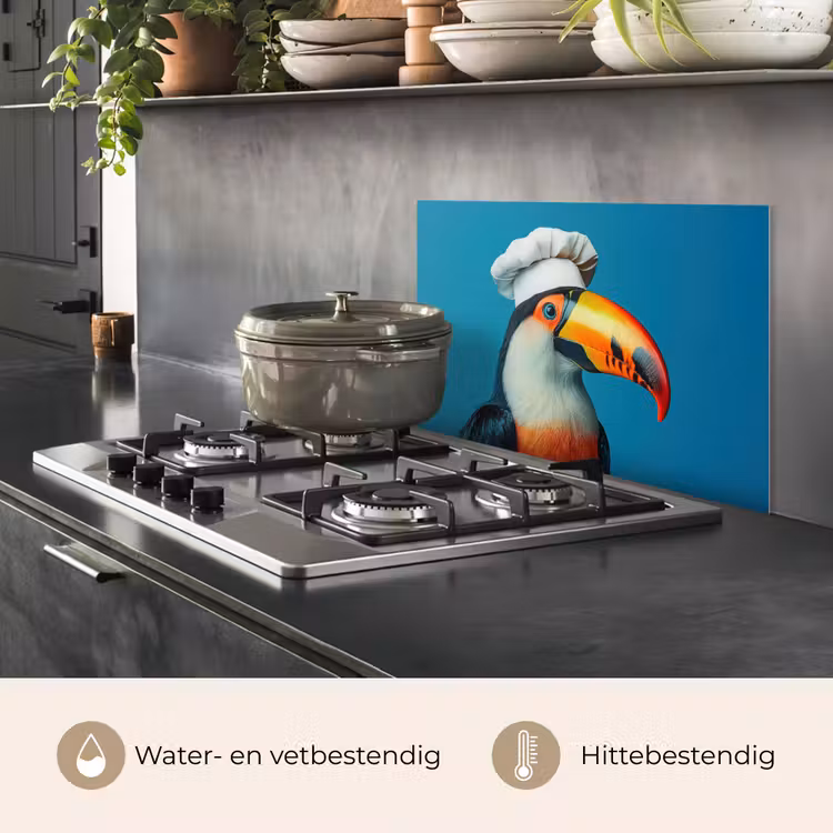 Toekan - Papegaai - Vogel - Koksmuts keuken achterwand spatscherm klein -usp_NL