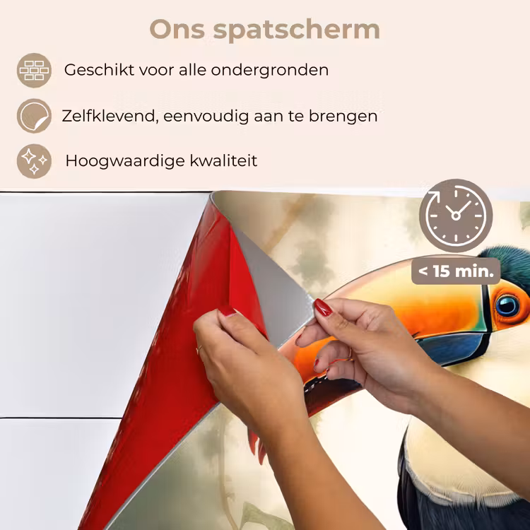 Toekan - Vogel - Bloemen - Planten keuken achterwand spatscherm klein -spatscherm_NL
