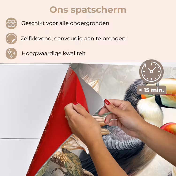 Toekan - Vogels - Bloemen - Jungle keuken achterwand spatscherm klein -spatscherm_NL