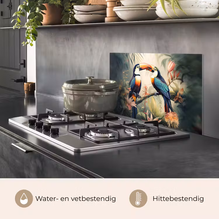 Toekan - Vogels - Bloemen - Natuur - Jungle keuken achterwand spatscherm klein -usp_NL
