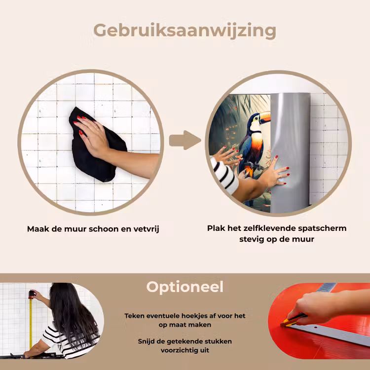 Toekan - Vogels - Bloemen - Natuur - Jungle keuken achterwand spatscherm klein -gebruiksaanwijzing_NL