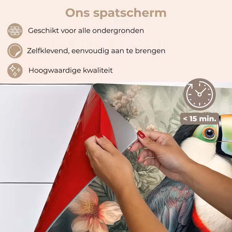 Toekan - Vogels - Bloemen - Planten - Tropisch keuken achterwand spatscherm klein -spatscherm_NL