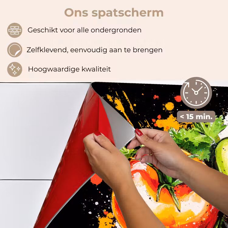 Tomaat - Avocado - Peper - Graffiti - Verf - Modern keuken achterwand spatscherm klein -spatscherm_NL