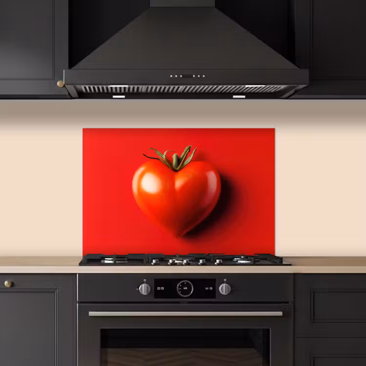 Tomaat - Rood - Hart keuken achterwand spatscherm klein -sfeer1