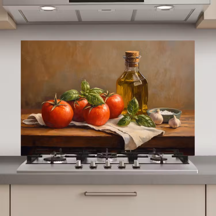 Tomaten - Olijfolie - Stilleven keuken achterwand spatscherm klein -3d_website