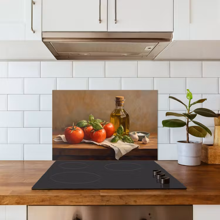 Tomaten - Olijfolie - Stilleven keuken achterwand spatscherm klein -sfeer2