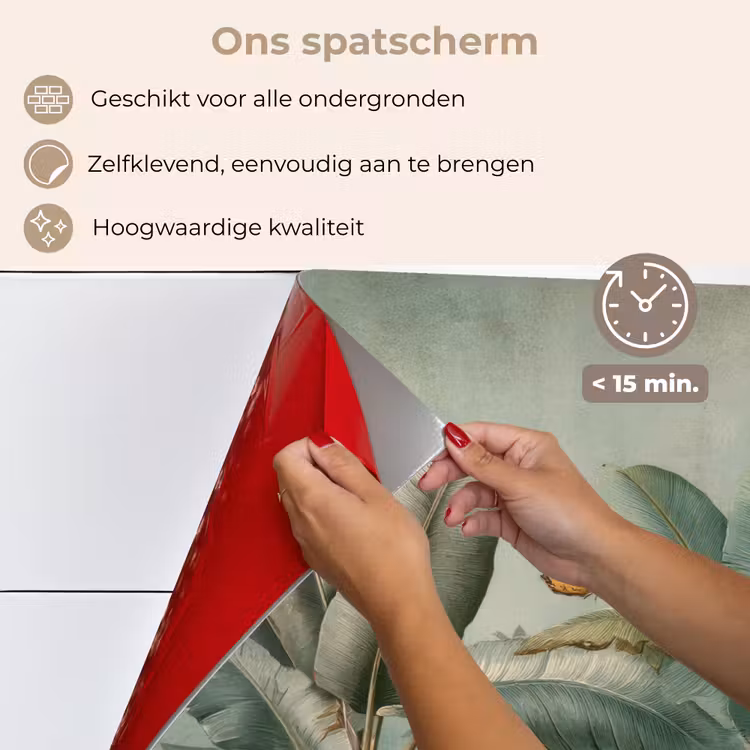 Tropisch bladerdek - Vlinders - groen - Bruin keuken achterwand spatscherm klein -spatscherm_NL