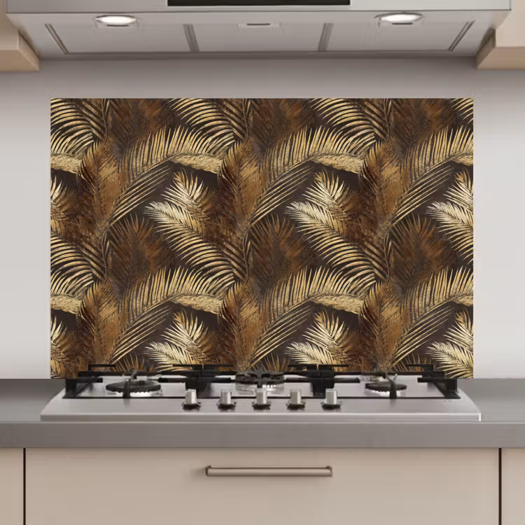 Tropisch - Bladeren - Goud keuken achterwand spatscherm klein 900 -3d_website