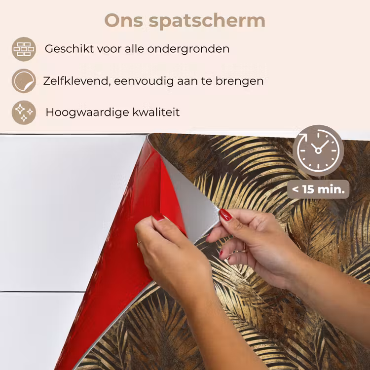 Tropisch - Bladeren - Goud keuken achterwand spatscherm klein 900 -spatscherm_NL