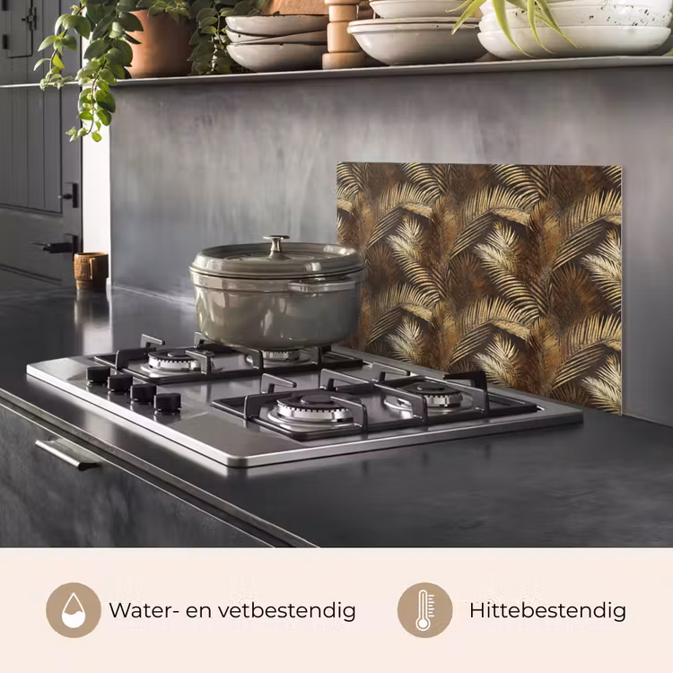 Tropisch - Bladeren - Goud keuken achterwand spatscherm klein 900 -usp_NL