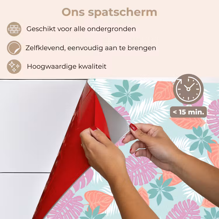 Tropisch - Bladeren - Pastel keuken achterwand spatscherm klein 900 -spatscherm_NL