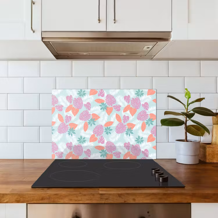 Tropisch - Bladeren - Pastel keuken achterwand spatscherm klein 900 -sfeer2