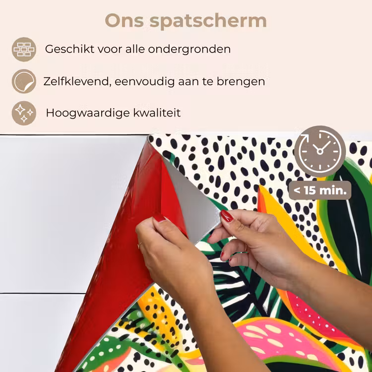 Tropisch - Bladeren - Zwart - wit keuken achterwand spatscherm klein -spatscherm_NL