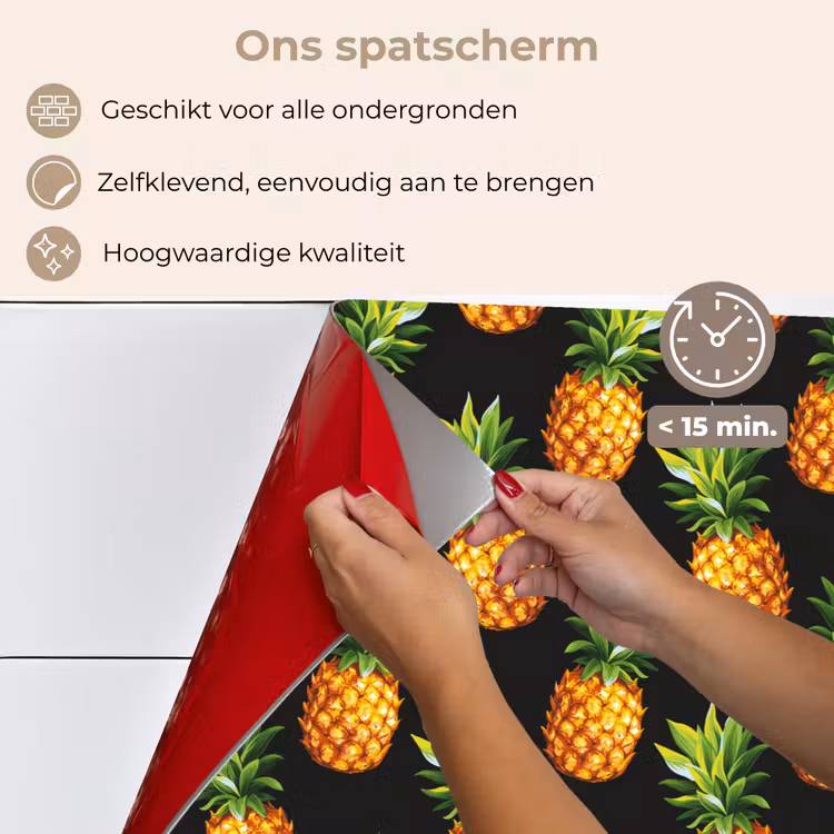 Tropische - Ananas - Zwart keuken achterwand spatscherm klein 900 -spatscherm_NL