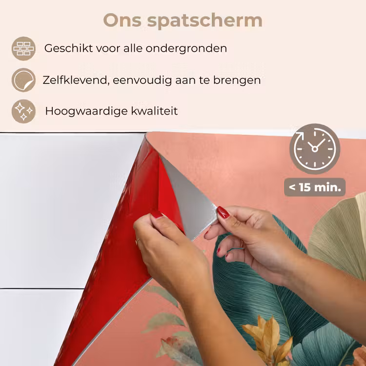 Tropische bladeren - Bloemen - Roze - groen keuken achterwand spatscherm klein -spatscherm_NL