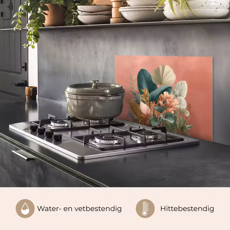 Tropische bladeren - Bloemen - Roze - groen keuken achterwand spatscherm klein -usp_NL