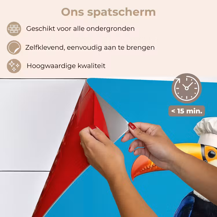 Tucan - Sokkel - Vogel - Koksmuts keuken achterwand spatscherm klein -spatscherm_NL