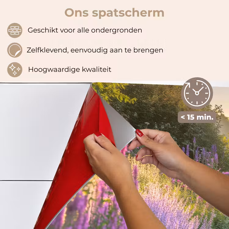 Tuinhuisje - Blauw - Bloemen keuken achterwand spatscherm klein -spatscherm_NL