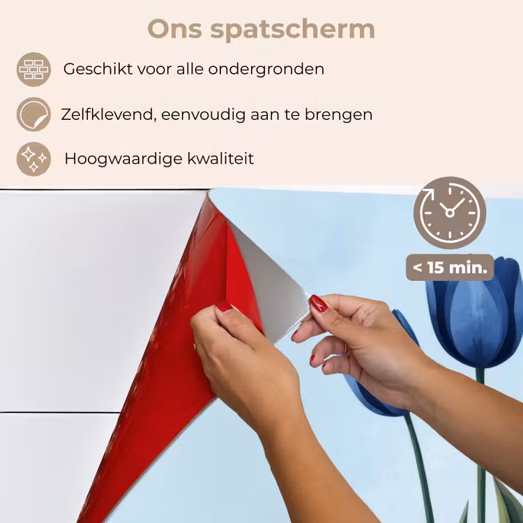 Tulpen - Blauw - Bladeren keuken achterwand spatscherm klein -spatscherm_NL