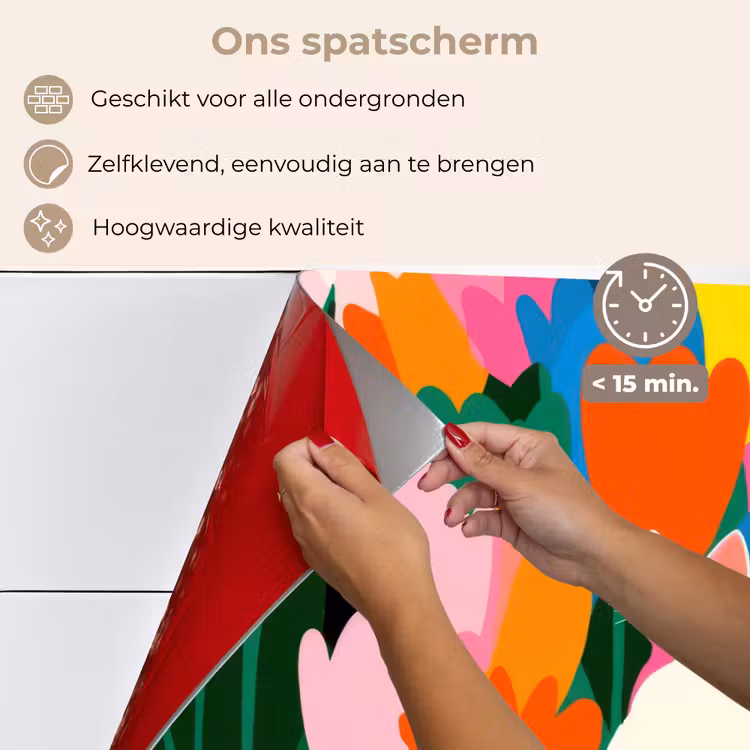 Tulpen - Kat - Kleurrijk keuken achterwand spatscherm klein -spatscherm_NL