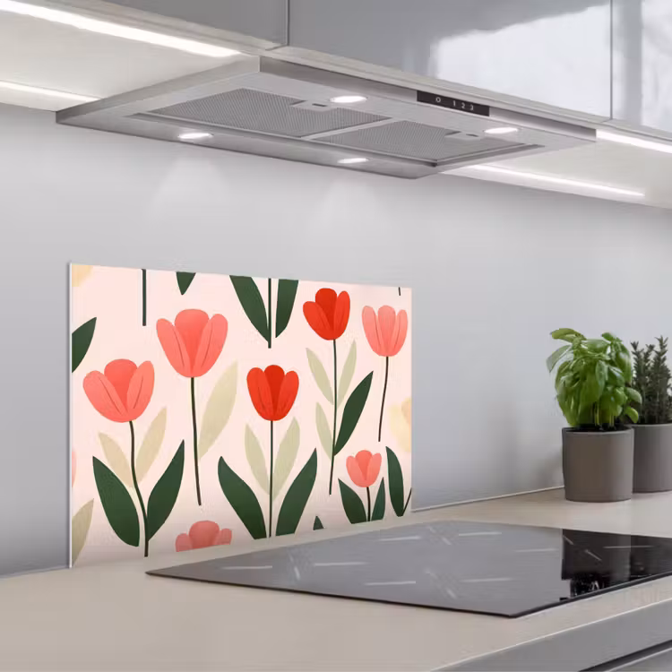 Tulpen - Modern - Roze keuken achterwand spatscherm klein -3d_schuin
