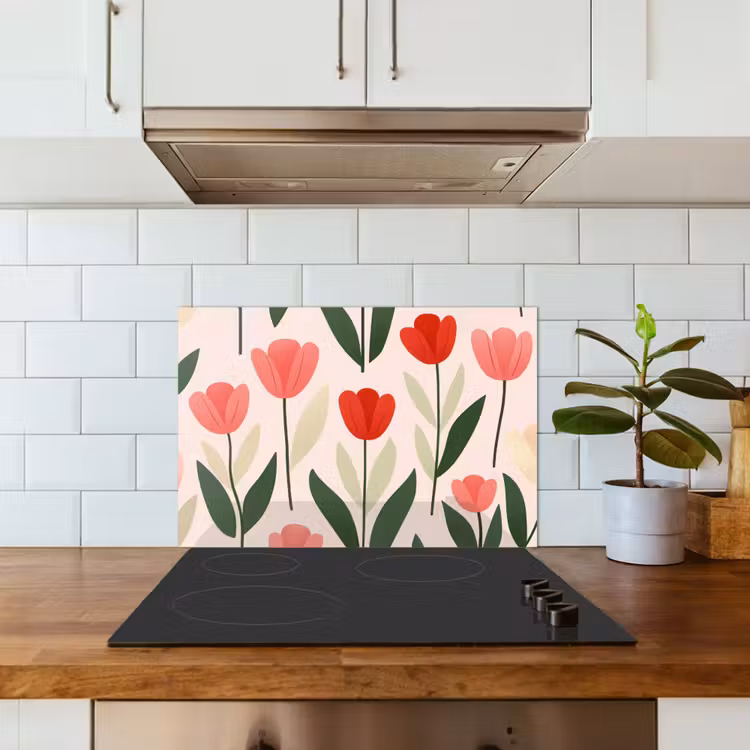 Tulpen - Modern - Roze keuken achterwand spatscherm klein -sfeer2