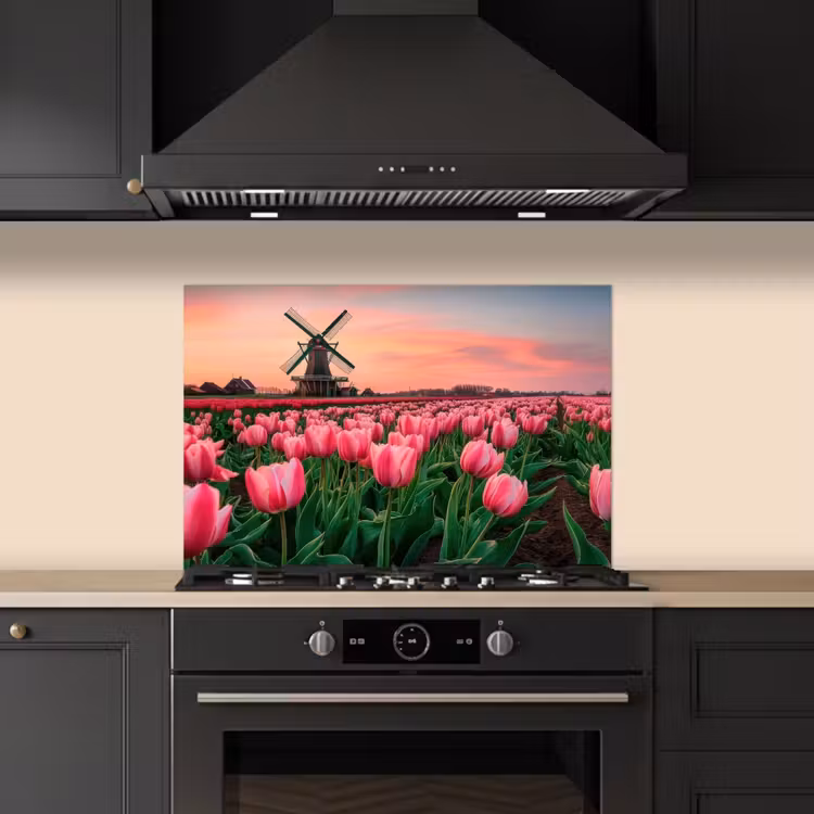 Tulpen - Molen - Nederland keuken achterwand spatscherm klein -sfeer1