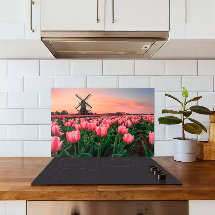 Tulpen - Molen - Nederland keuken achterwand spatscherm klein -sfeer2