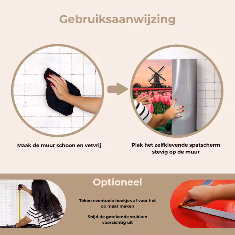 Tulpen - Molen - Nederland keuken achterwand spatscherm klein -gebruiksaanwijzing_NL
