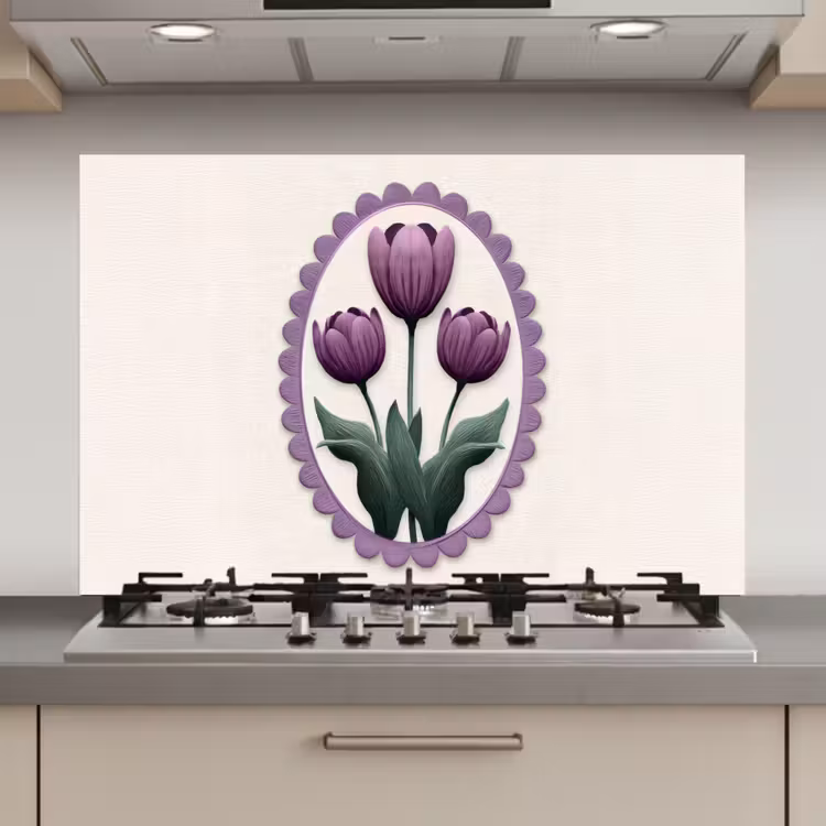 Tulpen - Paars - Lijst - Bladeren keuken achterwand spatscherm klein -3d_website