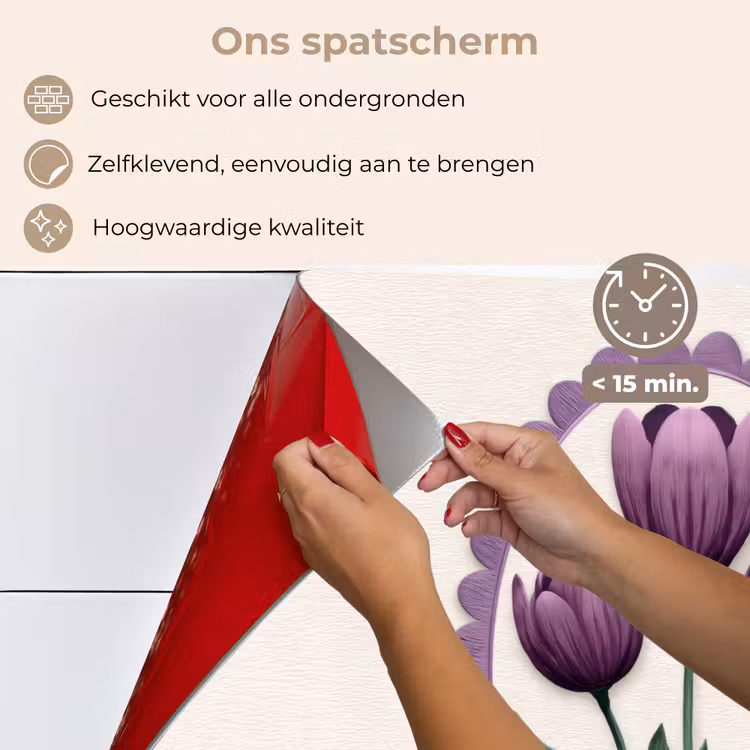 Tulpen - Paars - Lijst - Bladeren keuken achterwand spatscherm klein -spatscherm_NL