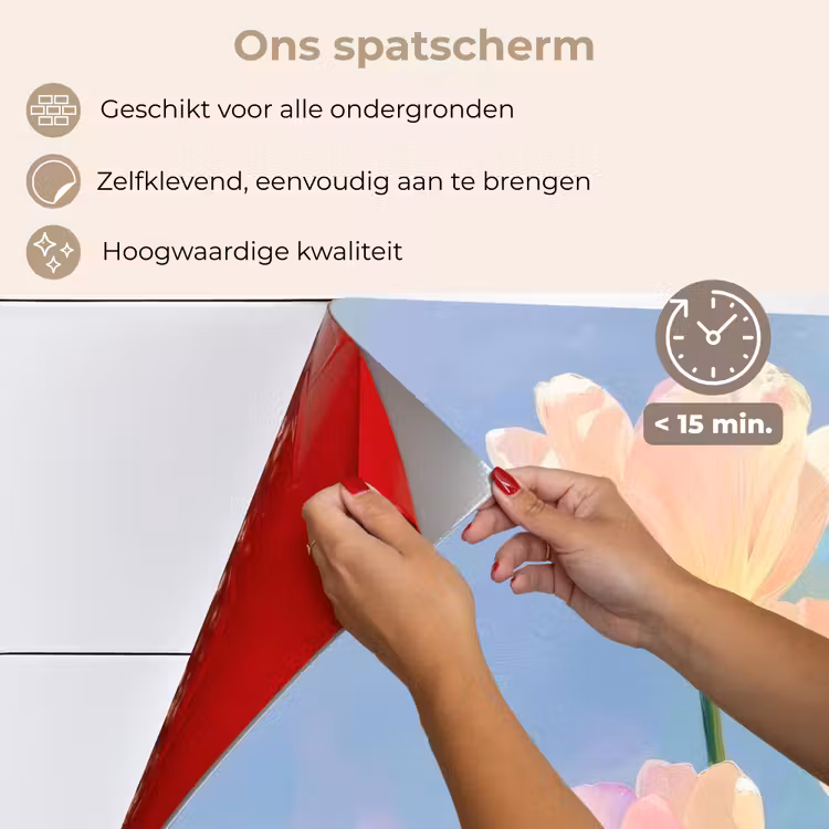 Tulpen - Roze accenten - Blauw keuken achterwand spatscherm klein -spatscherm_NL