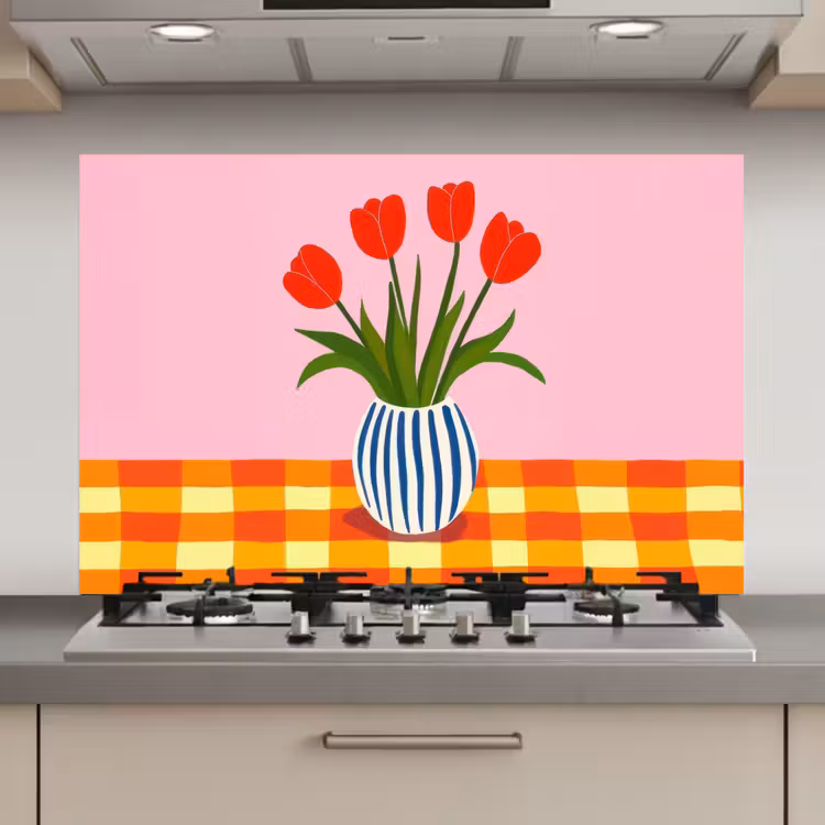 Tulpen - Roze - Vaas keuken achterwand spatscherm klein -3d_website