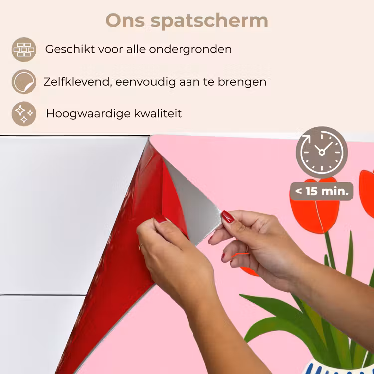 Tulpen - Roze - Vaas keuken achterwand spatscherm klein -spatscherm_NL