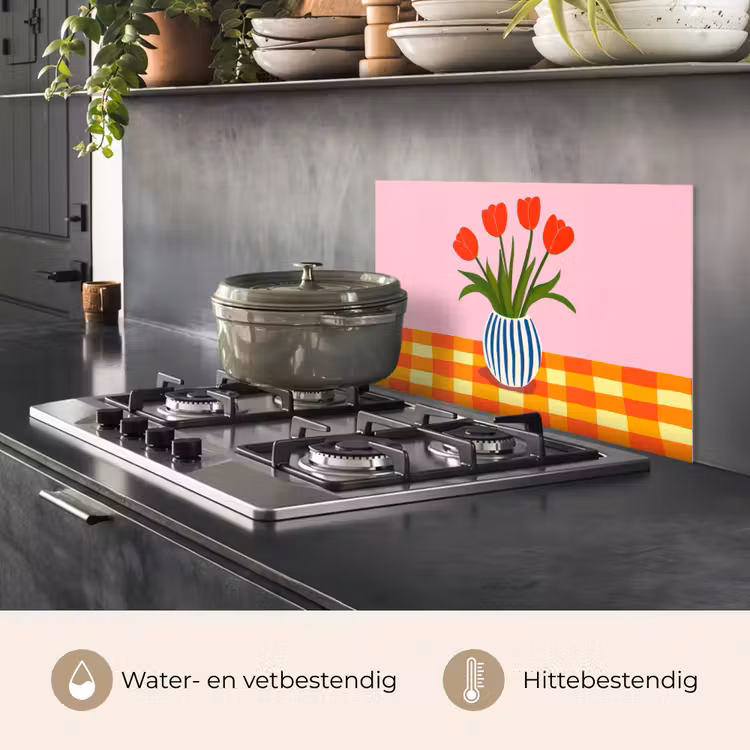 Tulpen - Roze - Vaas keuken achterwand spatscherm klein -usp_NL