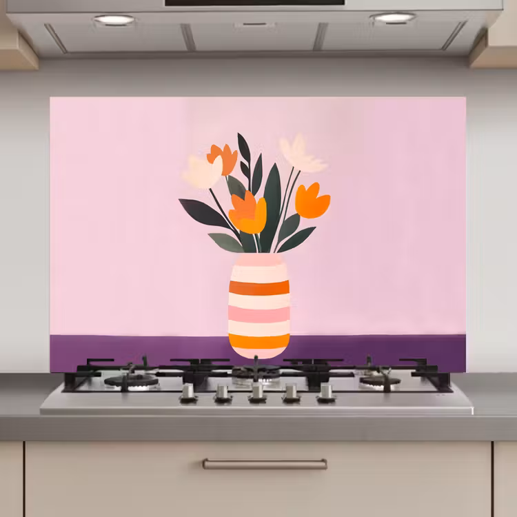 Tulpen - Vaas - Strepen - Paars keuken achterwand spatscherm klein -3d_website