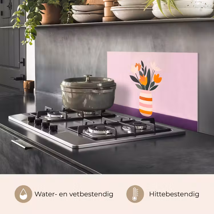 Tulpen - Vaas - Strepen - Paars keuken achterwand spatscherm klein -usp_NL