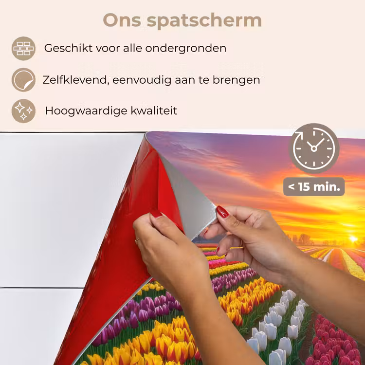 Tulpenveld - Zonsondergang - Kleurrijk keuken achterwand spatscherm klein -spatscherm_NL