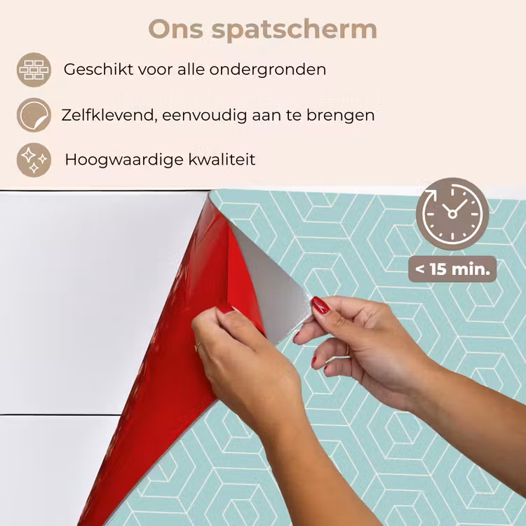 Turquoise - Patroon - Lijnen keuken achterwand spatscherm klein 900 -spatscherm_NL