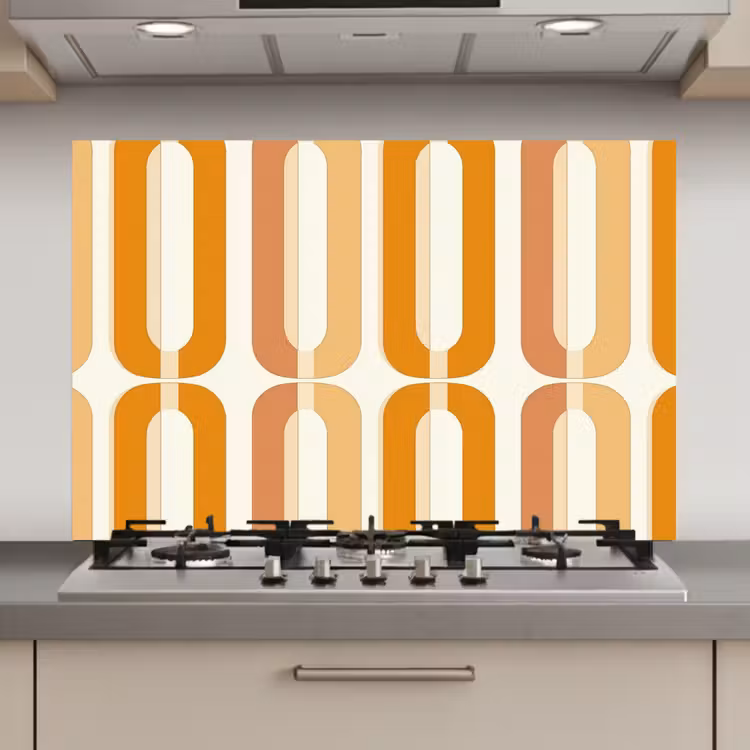 U-vorm - Retro - Oranje keuken achterwand spatscherm klein 900 -3d_website