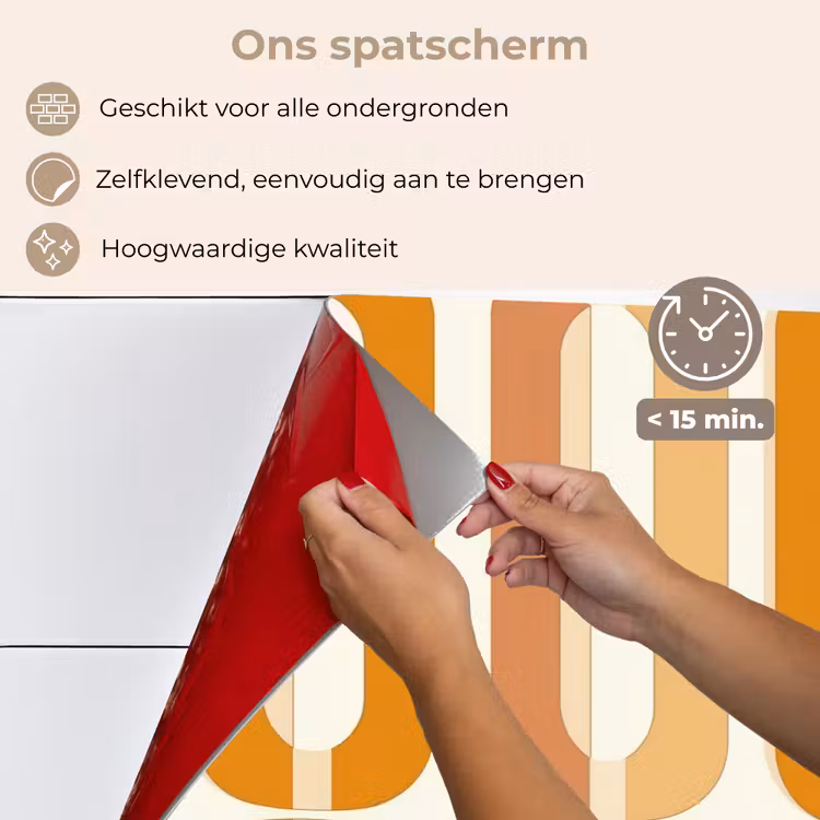 U-vorm - Retro - Oranje keuken achterwand spatscherm klein 900 -spatscherm_NL